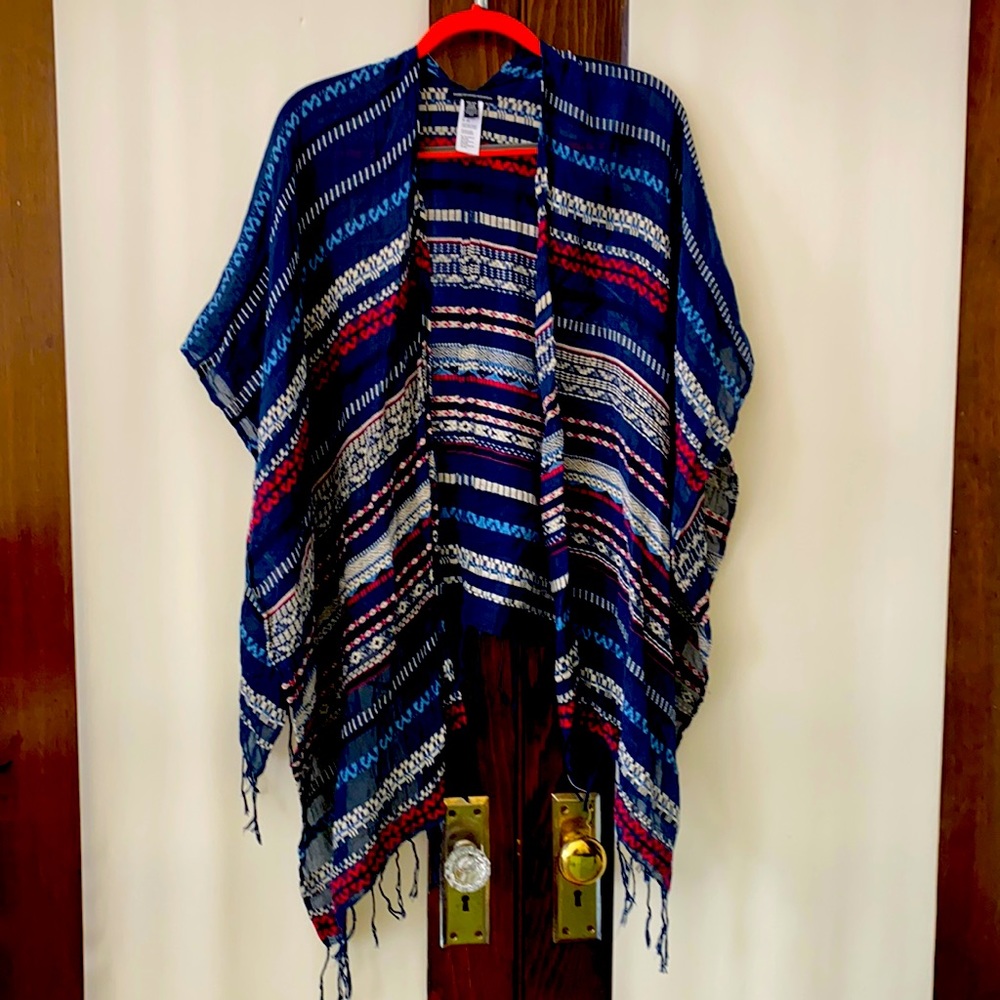 Women’s navy red white and blue kimono
